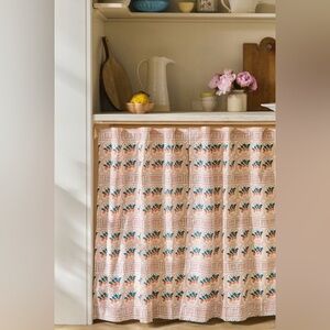 Anthropologie Les Fruits Cotton Woven Cafe Curtain, Set of 2